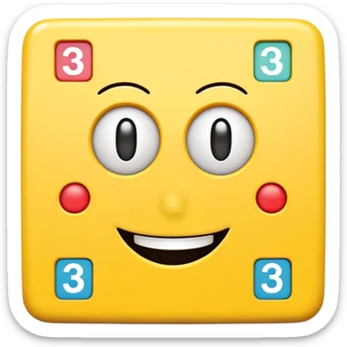 Yellow square shaped character with a means it's numberblocks three sticker