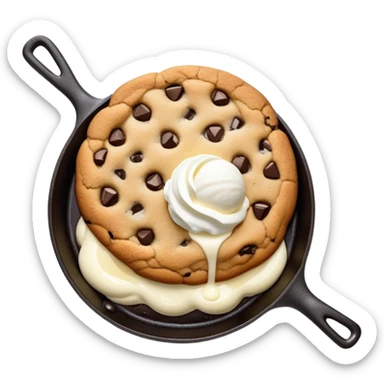 Chocolate chip cookie and ice cream in a skillet  sticker