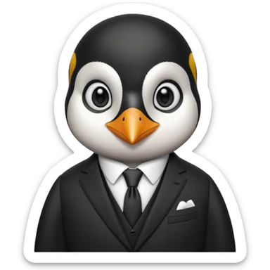 create a genius penguin wearing a classic Dior suite sticker