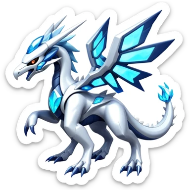 Futuristic Shiny Cyber-Suicune-Dialga-Kyurem-Reshiram-Creature, (full body) sticker
