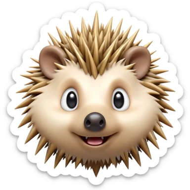 Cinematic Comical Hedgehog Portrait Emoji, Head tilted dramatically with an exaggeratedly surprised expression and wide, comically expressive eyes, featuring a small, spiky body with quills that seem to dance with playful energy, Simplified yet hilariously expressive features, highly detailed, glowing with a slightly sassy woodland glow, high shine, dramatic yet playful, stylized with an air of cheeky hedgehog mischief, soft glowing outline, capturing the essence of a meme-worthy hedgehog that looks ready to roll its way into viral fame! sticker