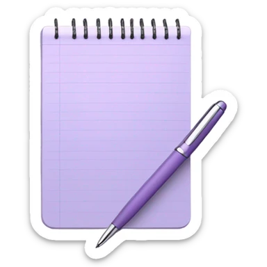 Light purple notepad with pen sticker