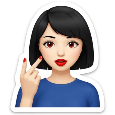 Chicas con pelo negro y corte bob haciendo que se muerde el dedo de manera picara sticker