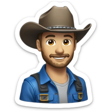 Blue Ford ranger raptor with cowboy hat sticker