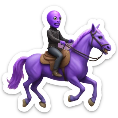 Purple alien riding a horse sticker