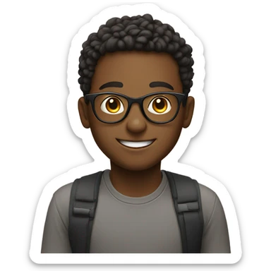 smiling boy with glasses indoors sticker