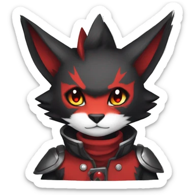 Black and Red Ethereal Cool Edgy Cute Anthro Zangoose Litten Fakémon sticker