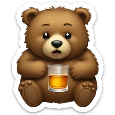 fat ragged shabby looking bear with whiskey in sticker