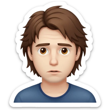 Weak man with disheveled hair sticker