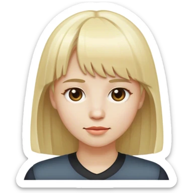 cabelo loiro escuro pele branca e franja sticker