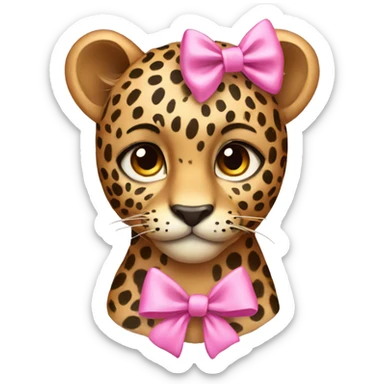 Leopard wearing pink bow sticker