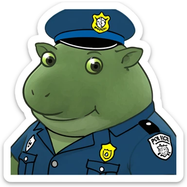fat pig in a police costume  sticker