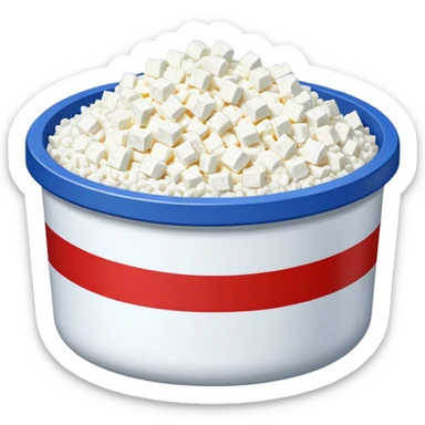Pixel Art Cottage cheese in a container with a red stripe sticker