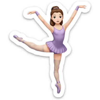 Ballet dancer in over the knee socks, leotard and long brown hair sticker