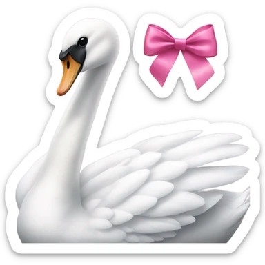 White swan with pink ribbon and pink tutu skirt sticker