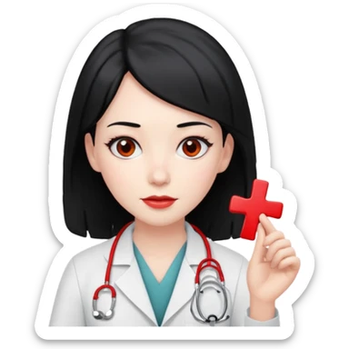 doctor with black hair and red hairclips  sticker