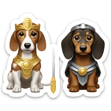 dauchund named hector as a greek god emperor and thor sticker