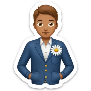 G Dradon,Stylish guy with single daisy in pocket sticker