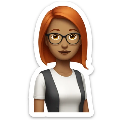 shortstraight red hair, glasses, slim, moderate complexion, mid thirties woman sticker