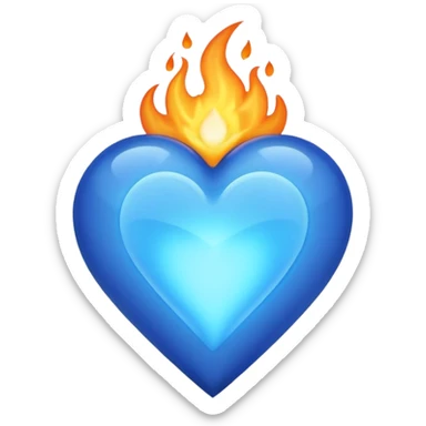 Blue heart with big BLUE flame NO RED OR ORANGE sticker