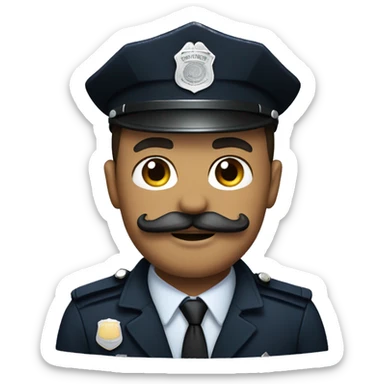 Police officer with curly mustache  sticker