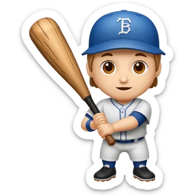 Es un tronco con cara amigable y un bate de beisboll sticker