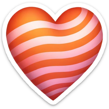 heart with stripes: red orange white pink  sticker