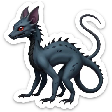 Futuristic Black Dark Abyssal Ethereal Modern Amaura-Salandit-Bayleaf-Noibat-Abyss-Lykoi-Fakémon-creature-hybrid Full Body sticker