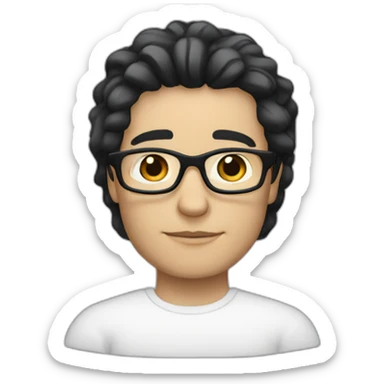 A white person with black hair, his hair is soft and wears black glasses. sticker