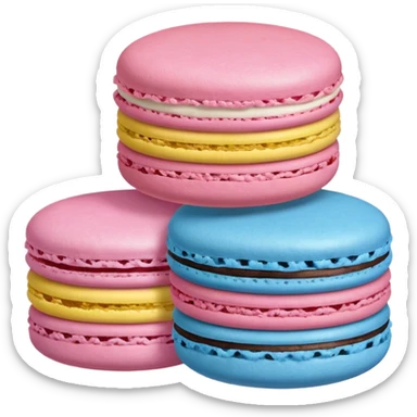 1 Blue Macaroon, 1 Pink Macaroon, And 1 Yellow Macaroon  sticker