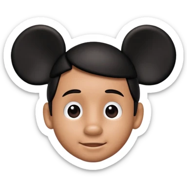 David wearing Mickey Mouse ears sticker