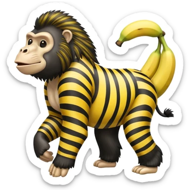 A banana mixed with a zebra mixed with a gorilla. sticker