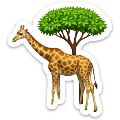 giraffe eating leaves from a tree sticker
