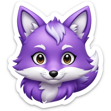 glitter purple and cian fox sticker