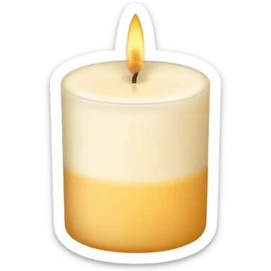 minimal flat emoji of a white or cream scented candle with three wicks, soft warm glow, clean vector style, elegant and modern, transparent background sticker