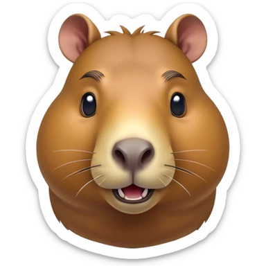 Cinematic Comical Capybara Portrait Emoji, Head tilted dramatically with an exaggeratedly shocked expression, featuring a robust, rotund build and a distinct capybara head with a broad snout and small ears, with wide, comically expressive eyes full of humorous disbelief, Simplified yet hilariously expressive features, highly detailed, glowing with a slightly sassy natural glow, high shine, dramatic yet playful, stylized with an air of quirky charm, soft glowing outline, capturing the essence of a meme-worthy capybara that looks ready to side-eye its way into viral fame! sticker