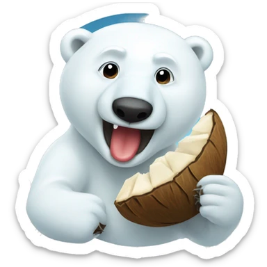 Polar bear eating a coconut sticker
