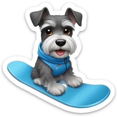 Miniature schnauzer snowboarding  sticker