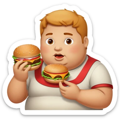 Fat person eating burger sticker