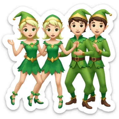 group of male and female dancing elves sticker