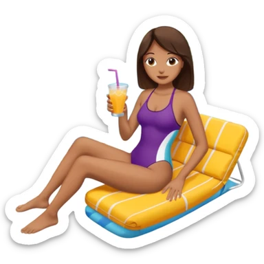 On holiday next to pool ￼ sticker