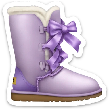 Realistic light purple ugg boots with fur and laced up light purple ribbons tied into bows. sticker