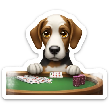 Dog playing poker sticker
