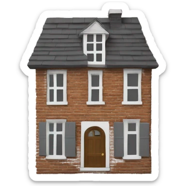 house made of bricks, with dark grey windows and roof. there is a tree next to it sticker