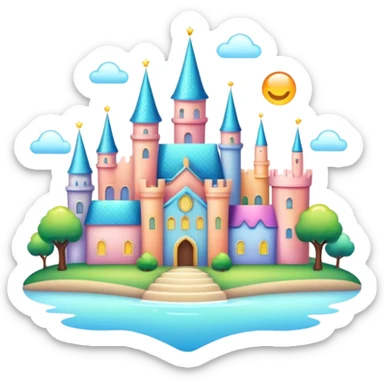 Magical colorful shiny glossy pastel city  sticker
