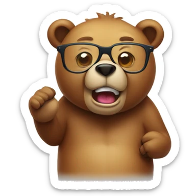 Bear with glasses farting sticker