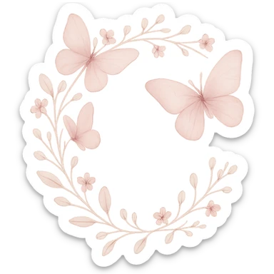 pink butterfly hair vine, soft and dreamy sticker