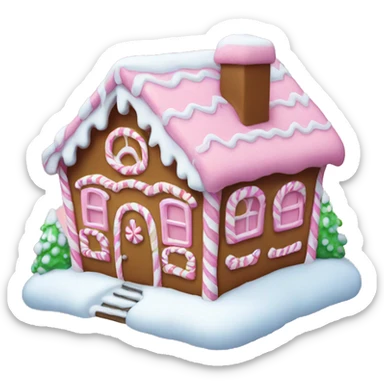Pink gingerbread house with snow sticker