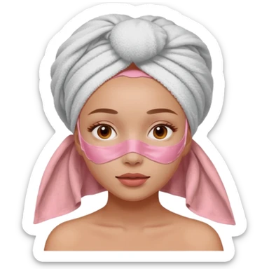 Girl with pink clay mask and a towel on her head sticker