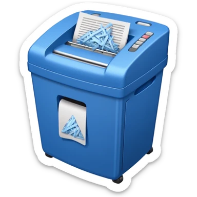 blue paper shredder with papers sticker